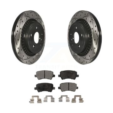 Rear Coated Drilled Slotted Disc Brake Rotor And Ceramic Pad Kit For 2010-2017 Volvo XC60 KDT-100526