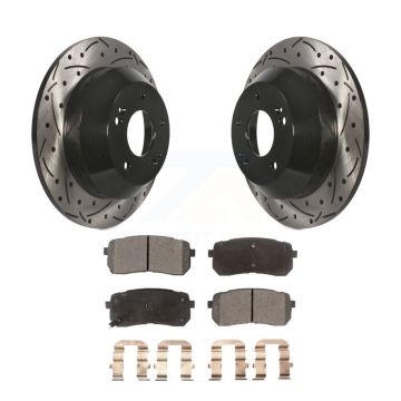 Rear Coated Drilled Slotted Disc Brake Rotor And Ceramic Pad Kit For 2015-2021 Kia Sedona KDT-100529