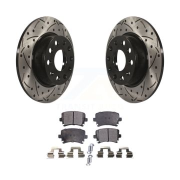 Rear Drilled Slot Disc Brake Rotor Ceramic Pad Kit For Volkswagen GTI Eos Audi A3 Quattro KDT-100531
