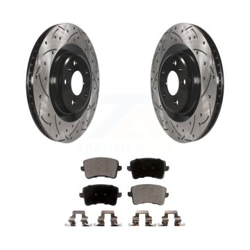 Rear Coat Drill Slot Disc Brake Rotor Ceramic Pad Kit For Audi Q5 S4 A4 Quattro S5 SQ5 A5 KDT-100537