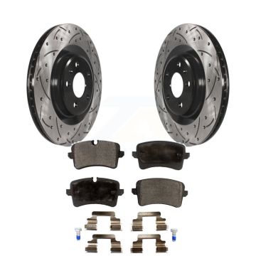 Rear Drill Slot Disc Brake Rotors Ceramic Pad Kit For Audi Porsche Macan A6 Quattro A7 A8 KDT-100538