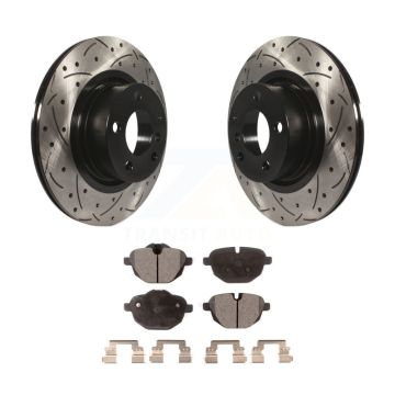 Rear Coated Drilled Slotted Disc Brake Rotors And Ceramic Pads Kit For BMW X3 X4 KDT-100540