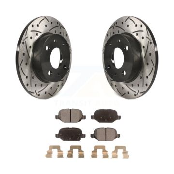 Rear Coated Drilled Slotted Disc Brake Rotors And Ceramic Pads Kit For Fiat 500 KDT-100541