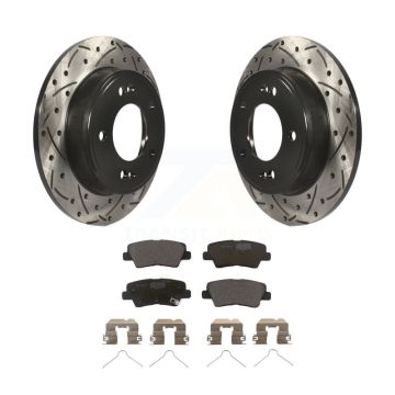 Rear Coat Drill Slot Disc Brake Rotors Ceramic Pad Kit For Hyundai Elantra Venue Kia Soul KDT-100545