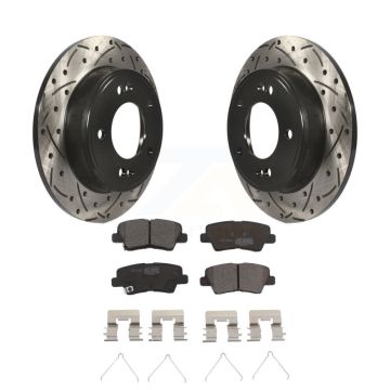 Rear Drilled Slot Brake Rotors Ceramic Pad Kit For Kia Hyundai Kona Forte Soul Elantra GT KDT-100546