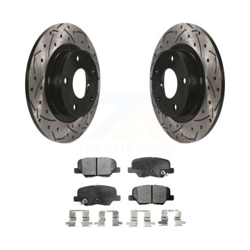 Rear Coated Drilled Slotted Disc Brake Rotors And Ceramic Pads Kit For 2014-2015 Mazda 6 KDT-100551