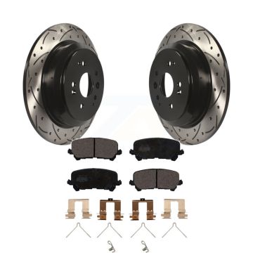 Rear Coated Drilled Slotted Disc Brake Rotors And Ceramic Pad Kit For 2014-2016 Acura MDX KDT-100553