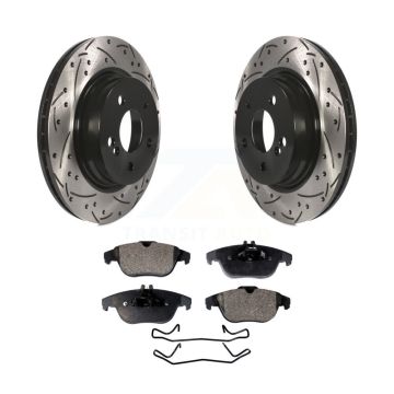 Rear Drilled Slot Brake Rotors Ceramic Pad Kit For Mercedes-Benz C300 C350 E350 C250 E550 KDT-100554