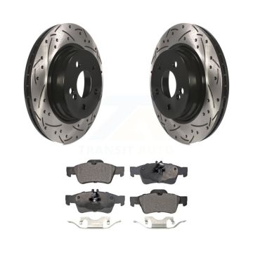 Rear Coated Drilled Slotted Disc Brake Rotors And Ceramic Pads Kit For Mercedes-Benz E550 KDT-100555