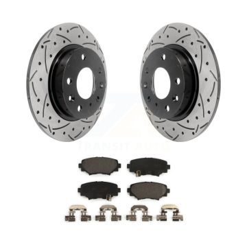 Rear Coated Drilled Slotted Disc Brake Rotors And Ceramic Pads Kit For Mazda 3 Sport KDT-100560
