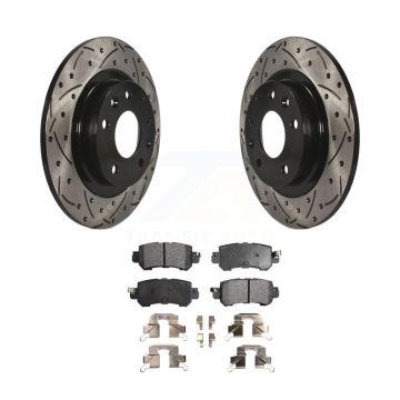 Rear Coated Drilled Slotted Disc Brake Rotor And Ceramic Pad Kit For 2016-2018 Mazda CX-3 KDT-100562