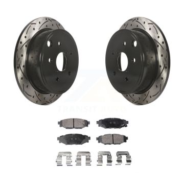 Rear Coated Drilled Slotted Disc Brake Rotors And Ceramic Pads Kit For Subaru WRX KDT-100563