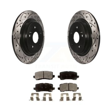 Rear Coated Drilled Slotted Disc Brake Rotors And Ceramic Pad Kit For 2015-2020 Acura TLX KDT-100564