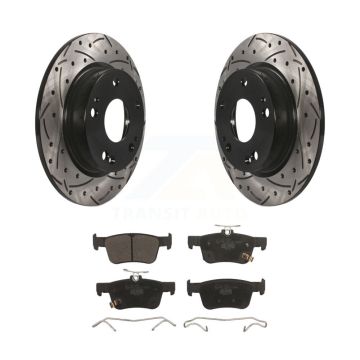 Rear Coated Drilled Slotted Disc Brake Rotors And Ceramic Pads Kit For Honda Civic KDT-100566