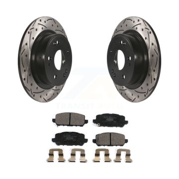 Rear Coated Drilled Slotted Disc Brake Rotor And Ceramic Pad Kit For 2016-2022 Honda HR-V KDT-100573