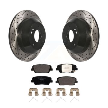 Rear Drilled Slot Brake Rotor & Ceramic Pad Kit For Kia Sorento Hyundai Santa Fe Sport XL KDT-100575