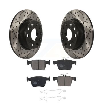 Rear Drill Slot Brake Rotor Ceramic Pad Kit For Volkswagen Taos Audi A3 Quattro e-Golf TT KDT-100576