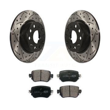 Rear Drilled Slot Brake Rotor & Ceramic Pad Kit For Volkswagen Golf SportWagen Passat GTI KDT-100577