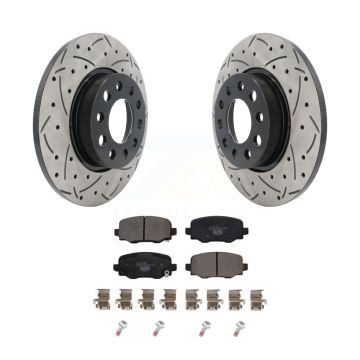 Rear Coated Drilled Slotted Disc Brake Rotors Ceramic Pad Kit For Jeep Renegade Fiat 500X KDT-100582
