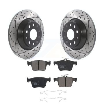 Rear Drilled Slot Disc Brake Rotor Ceramic Pad Kit For Volkswagen Tiguan Jetta Audi Q3 TT KDT-100583