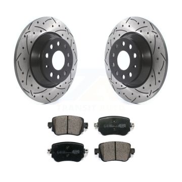 Rear Coated Drilled Slot Disc Brake Rotor & Ceramic Pad Kit For 2016-2018 Audi Q3 Quattro KDT-100584