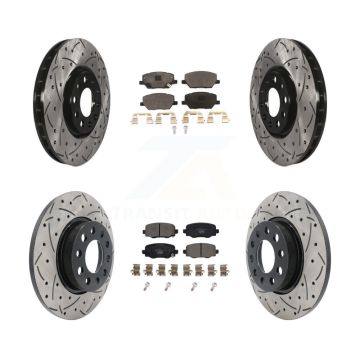 Front Rear Coated Drill Slot Disc Brake Rotor Ceramic Pad Kit For Jeep Renegade Fiat 500X KDT-100588