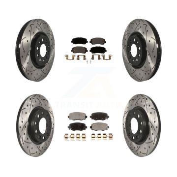 Front Rear Coated Drilled Slotted Disc Brake Rotors And Ceramic Pads Kit For Chrysler 200 KDT-100589