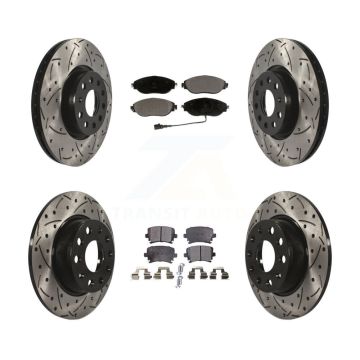 Front Rear Coated Drilled Slotted Disc Brake Rotor And Ceramic Pad Kit For Volkswagen GTI KDT-100593