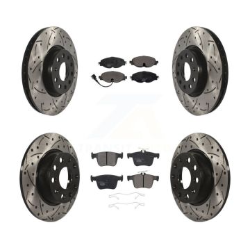 Front Rear Drill Slot Brake Rotors Ceramic Pad Kit For Volkswagen Taos Audi A3 Quattro TT KDT-100594
