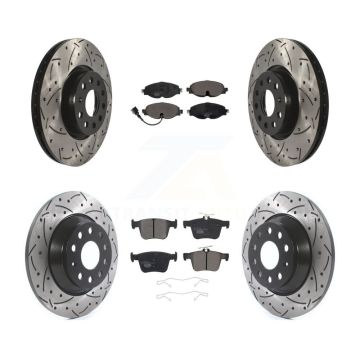 Front Rear Coated Drilled Slotted Disc Brake Rotors & Ceramic Pad Kit For Audi TT Quattro KDT-100596