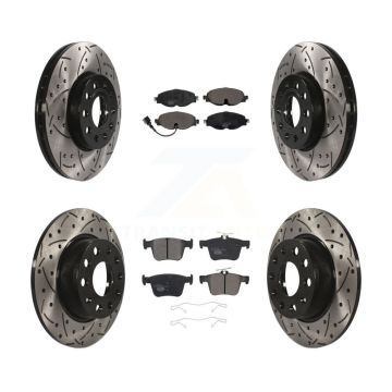 Front Rear Drilled Slot Brake Rotor & Ceramic Pad Kit For Volkswagen Taos Audi A3 Quattro KDT-100597