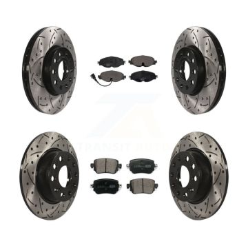 Front Rear Drilled Slot Disc Brake Rotor & Ceramic Pad Kit For Volkswagen Golf SportWagen KDT-100598