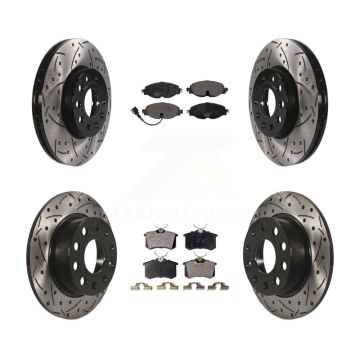 Front Rear Drilled Slot Disc Brake Rotor & Ceramic Pad Kit For Volkswagen Golf SportWagen KDT-100600