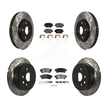 Front Rear Coated Drilled Slotted Disc Brake Rotors And Ceramic Pads Kit For Lexus IS250 KDT-100601