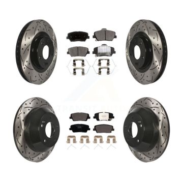 Front Rear Drill Slot Brake Rotors Ceramic Pad Kit For Kia Sorento Hyundai Santa Fe Sport KDT-100605