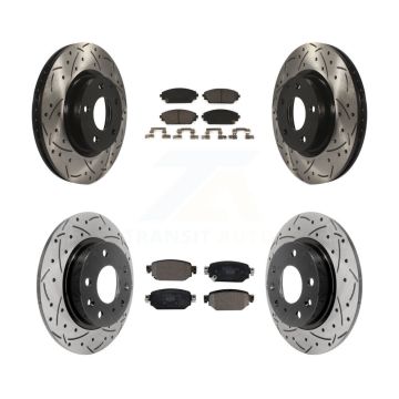 Front Rear Coat Drill Slot Disc Brake Rotors Ceramic Pad Kit For 2019-2022 Mazda CX-3 AWD KDT-100609