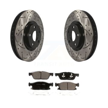 Front Coated Drilled Slotted Disc Brake Rotor And Ceramic Pad Kit For Lincoln Continental KDT-100611