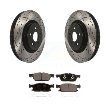 Front Drill Slot Disc Brake Rotor Ceramic Pad Kit For Ford Fusion Lincoln MKZ Continental KDT-100612