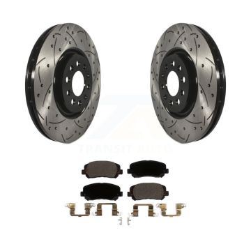 Front Coated Drilled Slot Disc Brake Rotor Ceramic Pad Kit For Jeep Cherokee Chrysler 200 KDT-100614