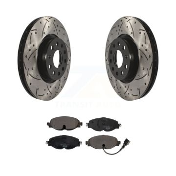 Front Drilled Slot Brake Rotor Ceramic Pad Kit For Volkswagen Golf Taos Audi GTI Jetta A3 KDT-100617