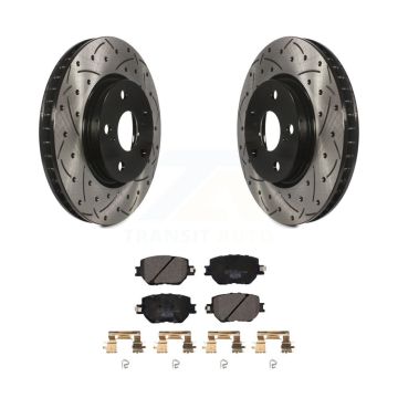 Front Coated Drilled Slotted Disc Brake Rotors And Ceramic Pads Kit For Lexus IS250 KDT-100619