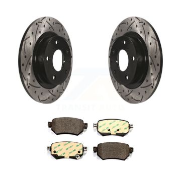 Rear Coated Drilled Slotted Disc Brake Rotors And Ceramic Pads Kit For 2016-2021 Mazda 6 KDT-100621