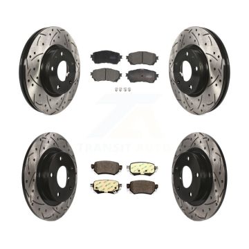 Front Rear Coated Drilled Slotted Disc Brake Rotors Ceramic Pad Kit For 2016-2018 Mazda 6 KDT-100622