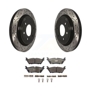 Rear Drilled Slot Brake Rotors Ceramic Pad Kit For Ford F-150 With Electric Parking KDT-100626