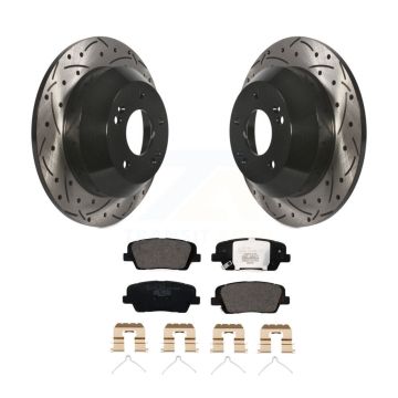 Rear Drilled Slot Brake Rotor & Ceramic Pad Kit For Kia Sorento With Red Painted Calipers KDT-100627