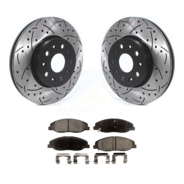 Front Drilled Slot Brake Rotor Ceramic Pad Kit For Cadillac CTS Without Heavy Duty Brakes KDT-100634
