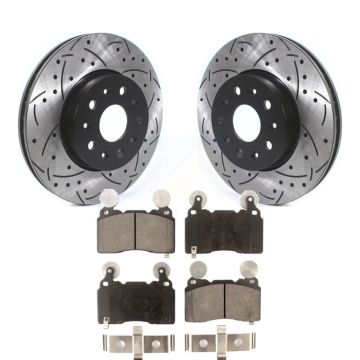 Front Coat Drill Slot Disc Brake Rotors Ceramic Pad Kit For Cadillac CTS Chevrolet Camaro KDT-100636