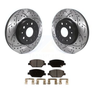 Front Drill Slot Brake Rotor Ceramic Pad Kit For Chevrolet Camaro Without Brembo Calipers KDT-100637
