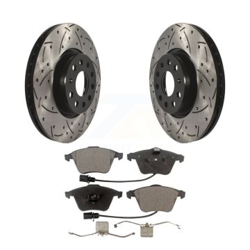 Front Coated Drilled Slotted Disc Brake Rotors And Ceramic Pads Kit For Volkswagen CC KDT-100640