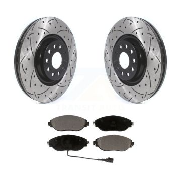 Front Drill Slot Brake Rotor Ceramic Pad Kit For Volkswagen Tiguan Jetta Audi Q3 GTI Golf KDT-100644